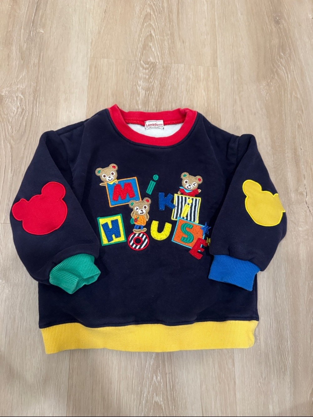 Navy Kids Sweatshirt with Colorful Bear Patches